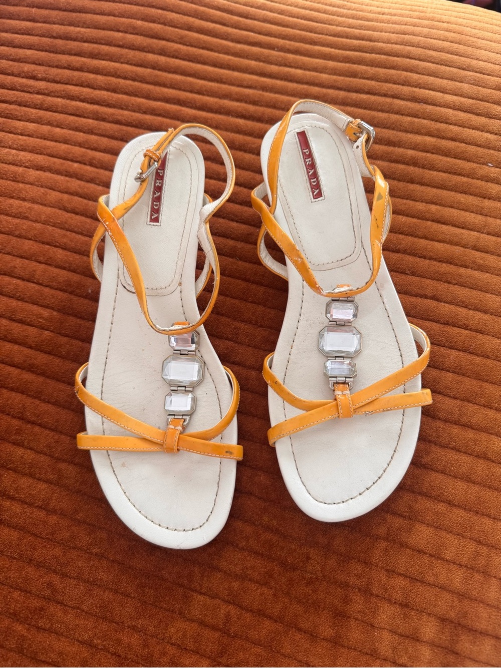 Prada sandals with crystal embellishments. Size 39.5